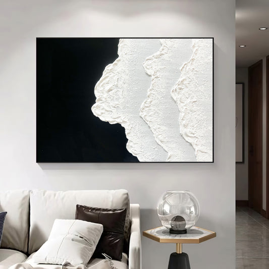 Large Original Black and white abstract Art,Black white Minimalist Painting