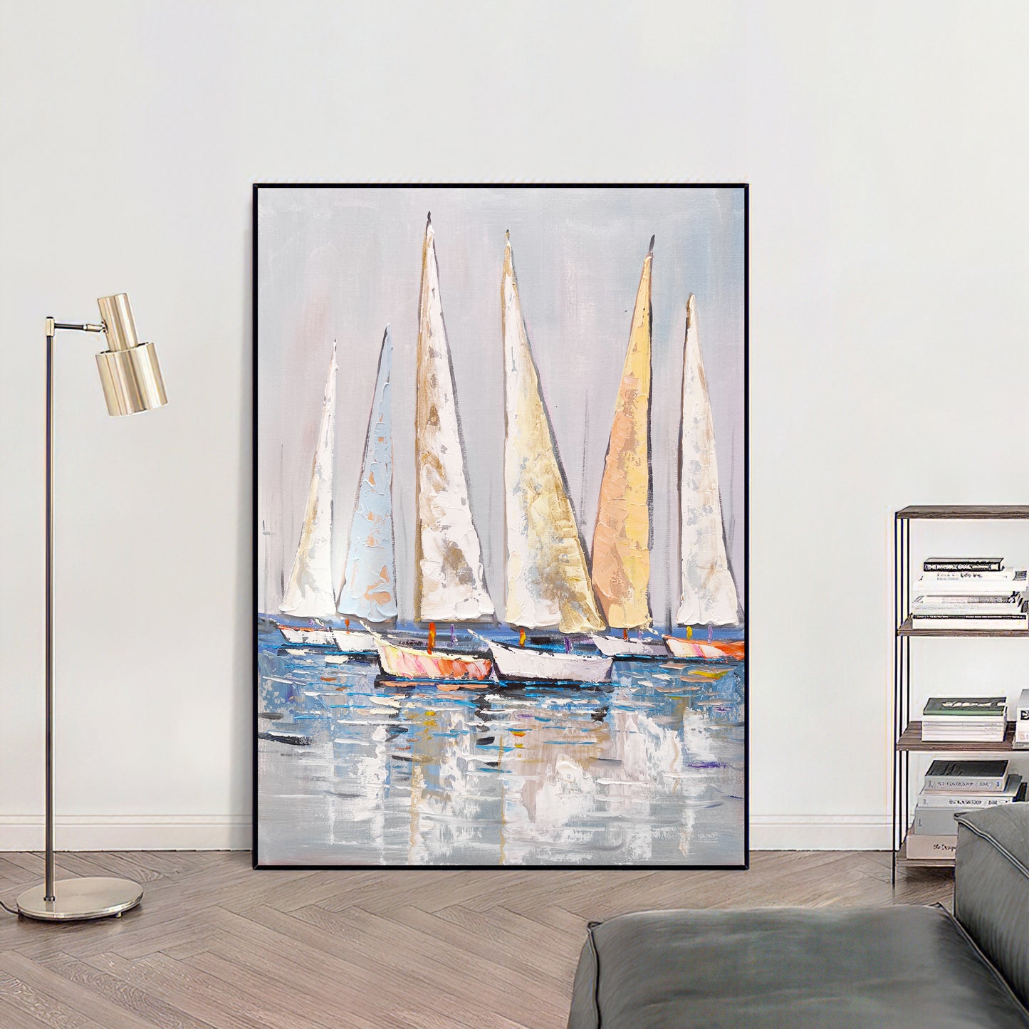 Extra Large Abstract Sailboat Oil Painting,Original NauticalPainting