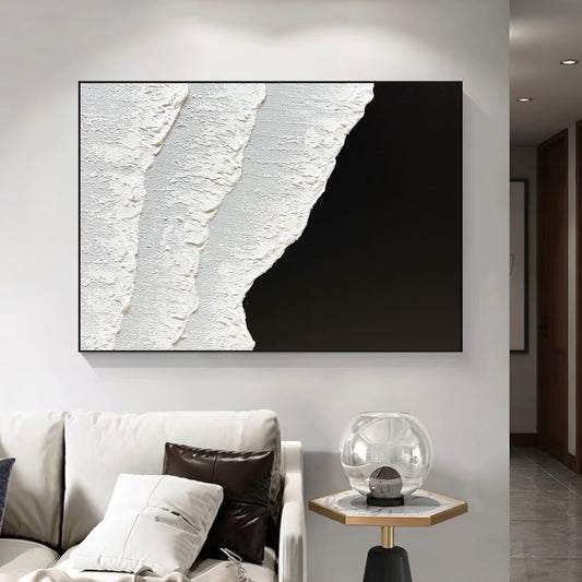 Large Original Black and white abstract Art Black white Minimalist Painting