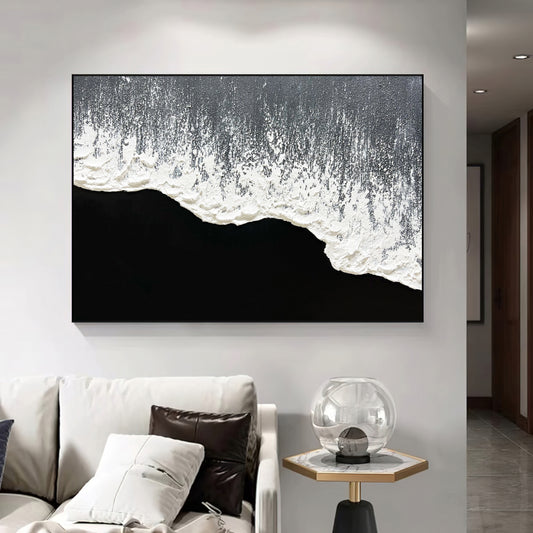 Large Original Black and white abstract Art,Black white Minimalist Painting