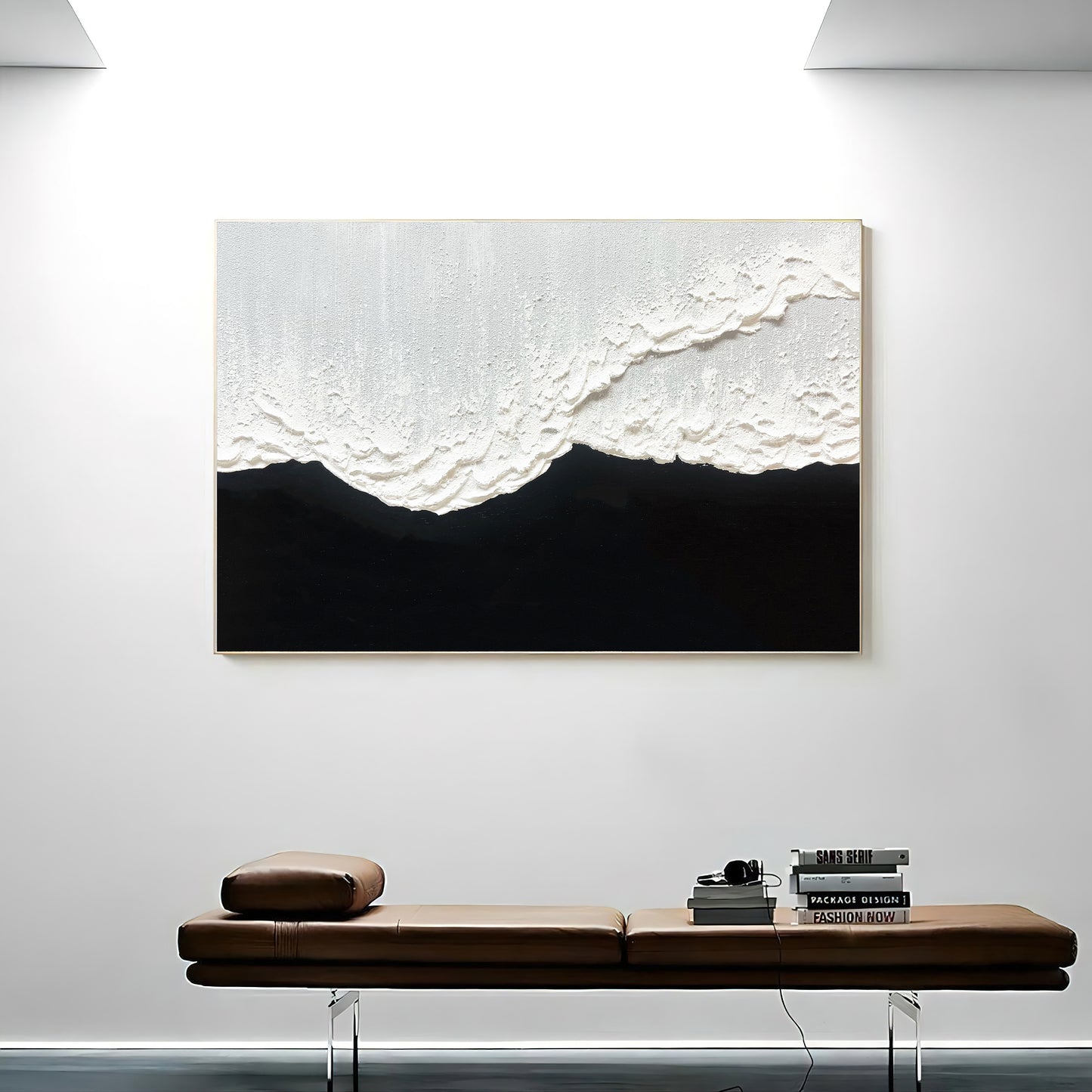 Large Original Black and white abstract Art Black white Minimalist Painting