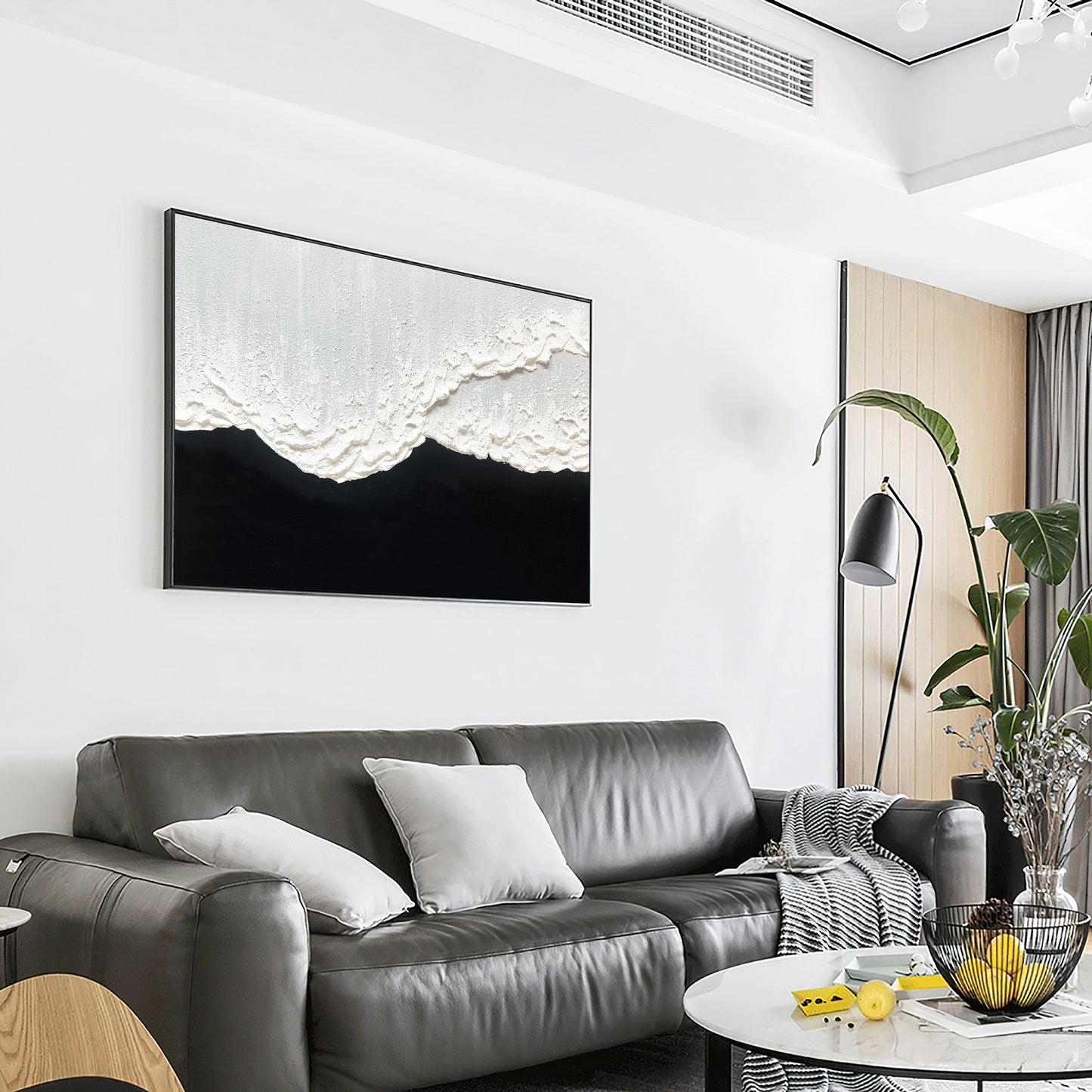 Large Original Black and white abstract Art Black white Minimalist Painting