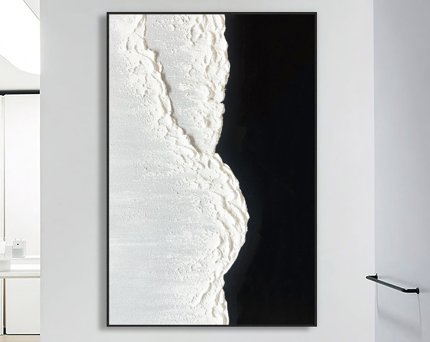 Large Original Black and white abstract Art Black white Minimalist Painting