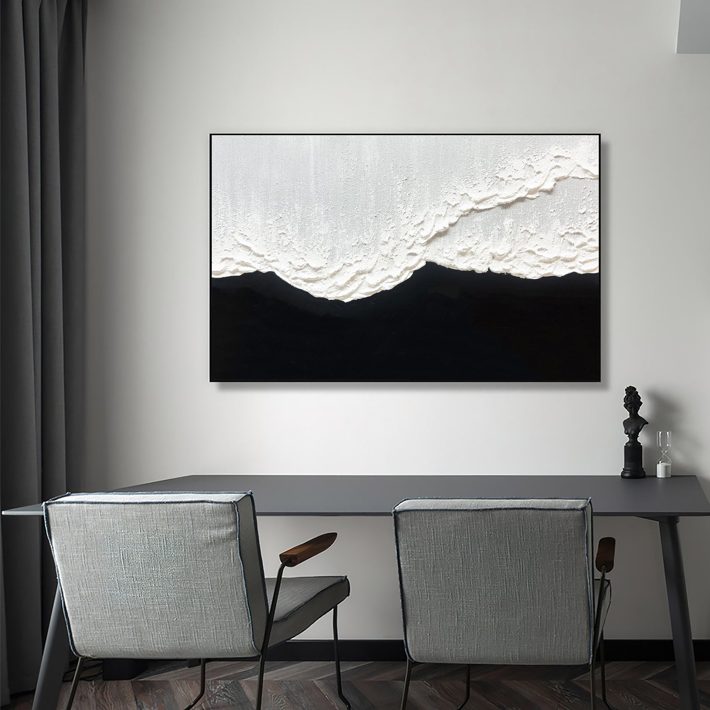 Large Original Black and white abstract Art Black white Minimalist Painting