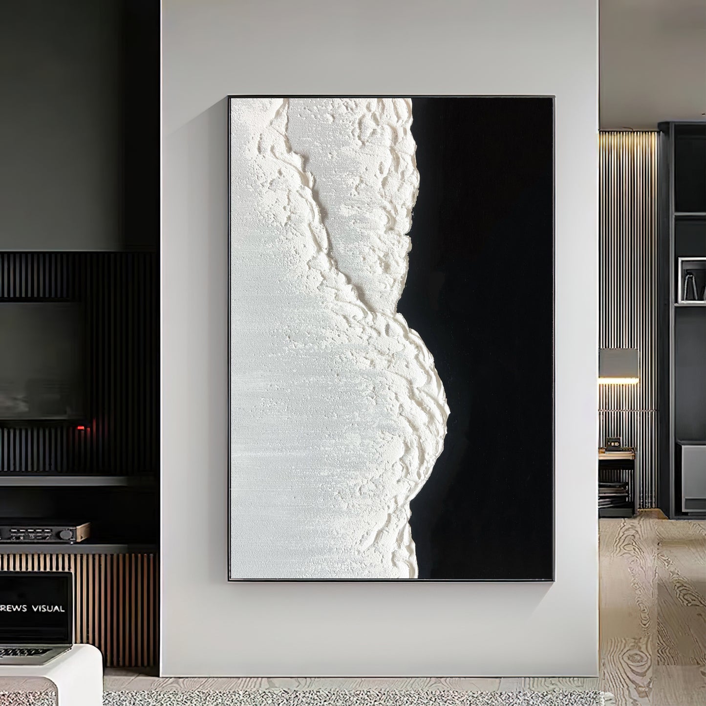 Large Original Black and white abstract Art Black white Minimalist Painting