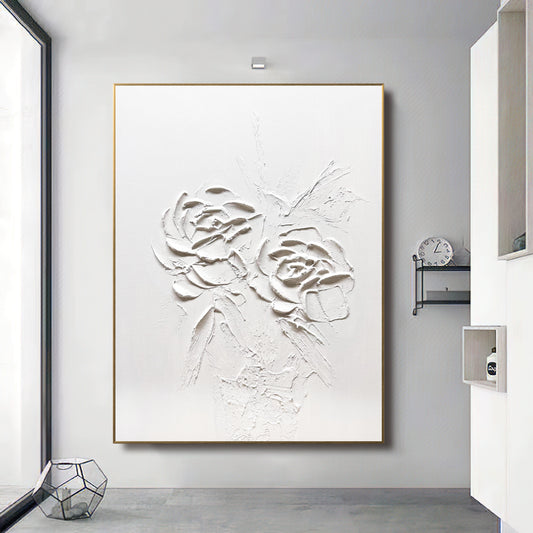 Large White Flower Oil Painting,On Canvas Original Acrylic Painting