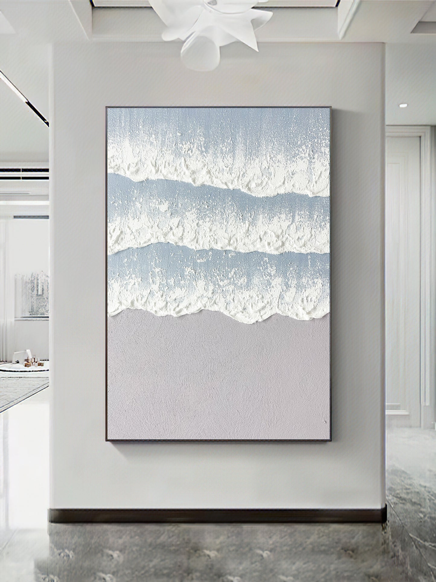 Large Wall Art Abstract Ocean Painting 3D Ocean Texture Painting Ocean Waves Painting