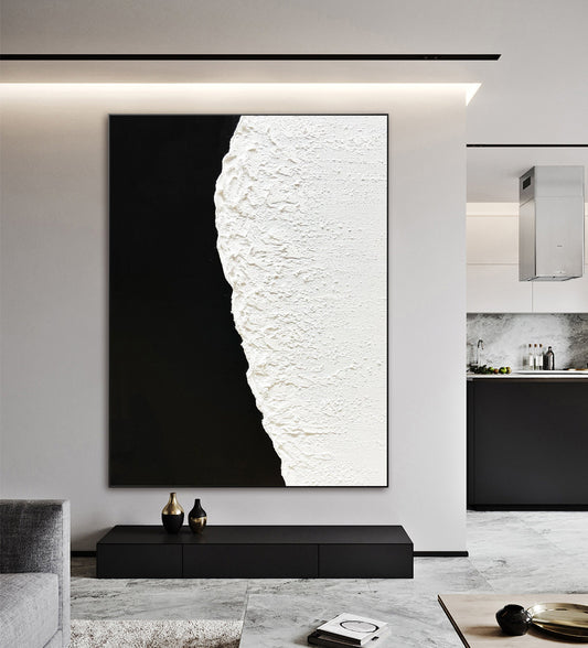 Large Original Black and white abstract Art Black white Minimalist Painting