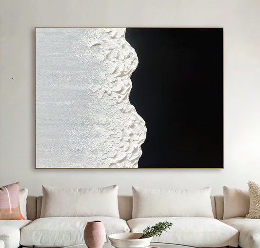 Large Original Black and white abstract Art Black white Minimalist Painting