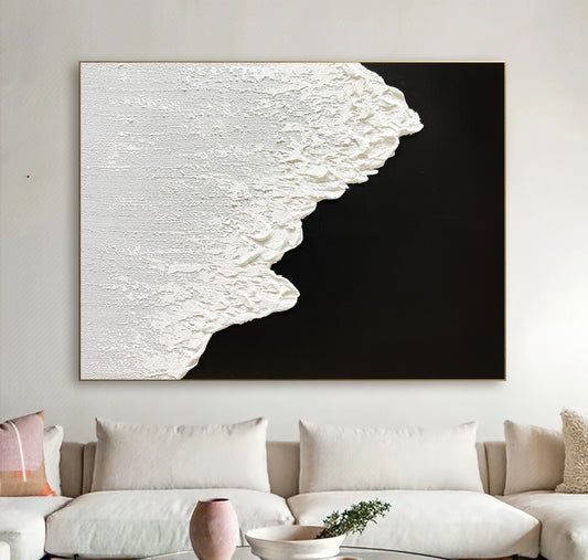 Large Original Black and white abstract Art Black white Minimalist Painting