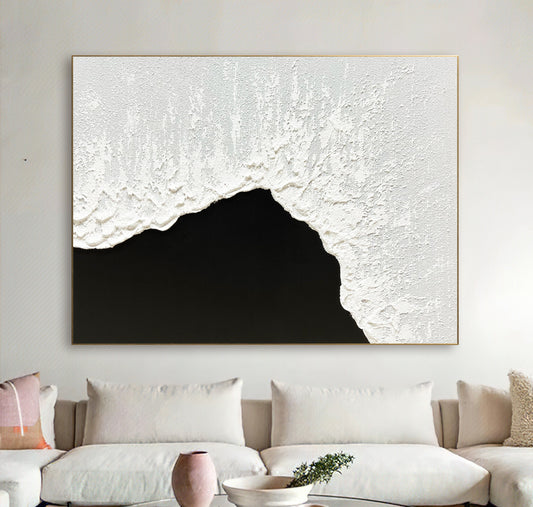 Large Original Black and white abstract Art Black white Minimalist Painting