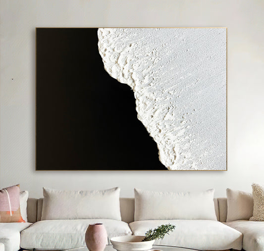 Large Original Black and white abstract Art Black white Minimalist Painting