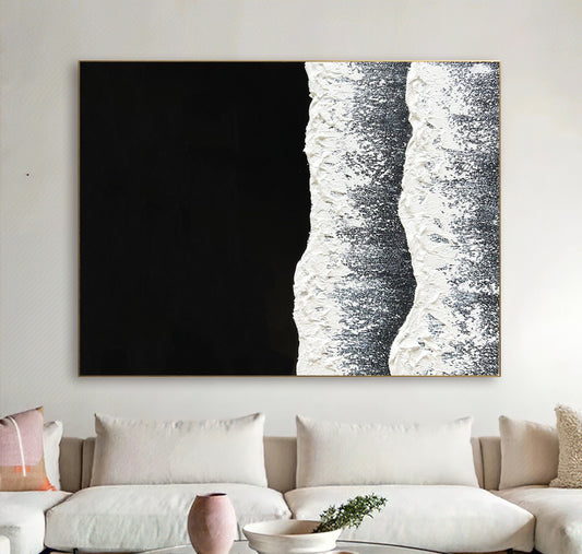 Large Original Black and white abstract Art Black white Minimalist Painting