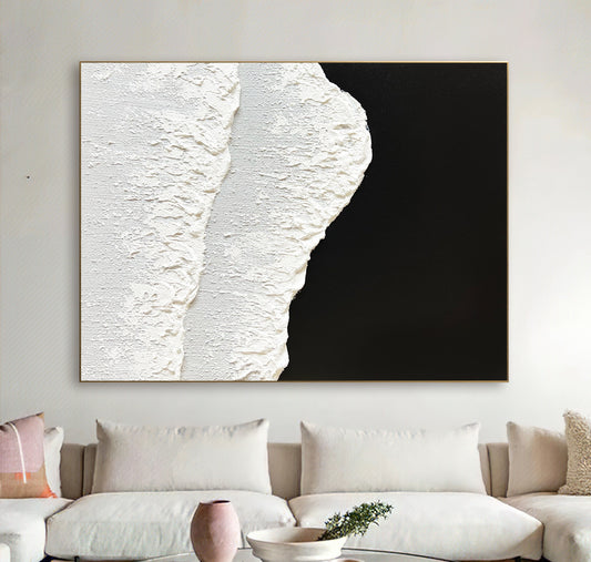 Large Original Black and white abstract Art Black white Minimalist Painting